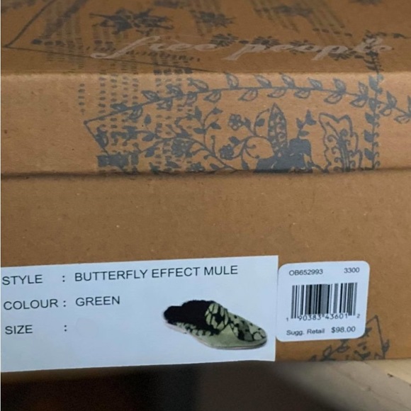 NIB FREE PEOPLE Butterfly Effect Mule Green Shoes - Picture 6 of 9